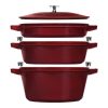 Staub Stackable Cocotte, Braiser, And Grill Pan With Lid | Grenadine -Le Creuset sales 1010768 1