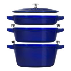 Staub Stackable Cocotte, Braiser, And Grill Pan With Lid | Dark Blue