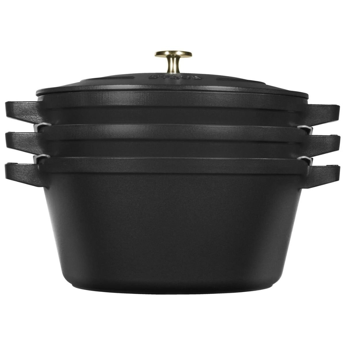 Staub Stackable Cocotte, Braiser, and Grill Pan with Lid | Black Staub Stackable Cocotte, Braiser, And Grill Pan With Lid | Black -Le Creuset sales 1010886 7