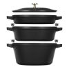 Staub Stackable Cocotte, Braiser, And Grill Pan With Lid | Black 2 Staub Stackable Cocotte, Braiser, And Grill Pan With Lid | Black -Le Creuset sales 1021322