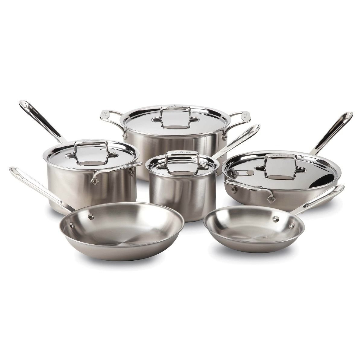 All-Clad D5 Brushed Stainless Steel Cookware Set | 10-Piece All-Clad D5 Brushed Stainless Steel Cookware Set | 10-Piece -Le Creuset sales 10pccookware