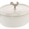 Staub 5.75 Qt. Oval Coq Au Vin Cocotte/Dutch Oven | White -Le Creuset sales 1123102 staub coq aus vin cocotte white