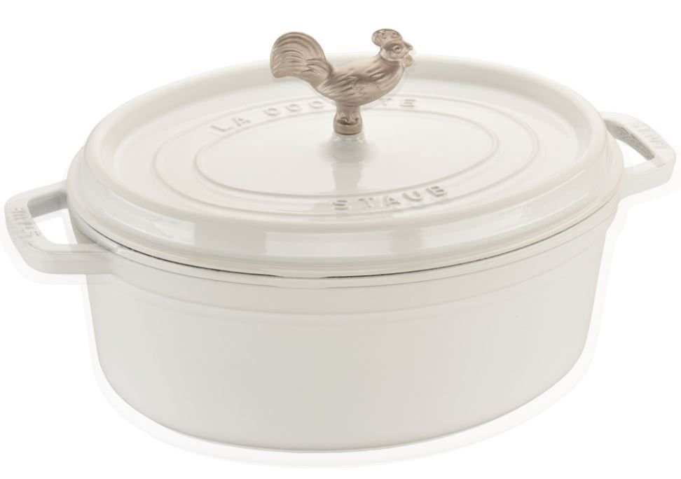 Staub 5.75 Qt. Oval Coq au Vin Cocotte/Dutch Oven | White Staub 5.75 Qt. Oval Coq Au Vin Cocotte/Dutch Oven | White -Le Creuset sales 1123102 staub coq aus vin cocotte white
