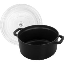 Staub 4 Qt. Round Cocotte/Dutch Oven With Glass Lid | Matte Black 4 Staub 4 Qt. Round Cocotte/Dutch Oven With Glass Lid | Matte Black -Le Creuset sales 11412423 3