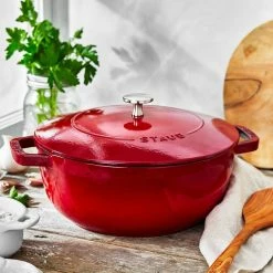 Staub 3.75 Qt. Essential French Oven | Cherry Red -Le Creuset sales 11732406 ls 01
