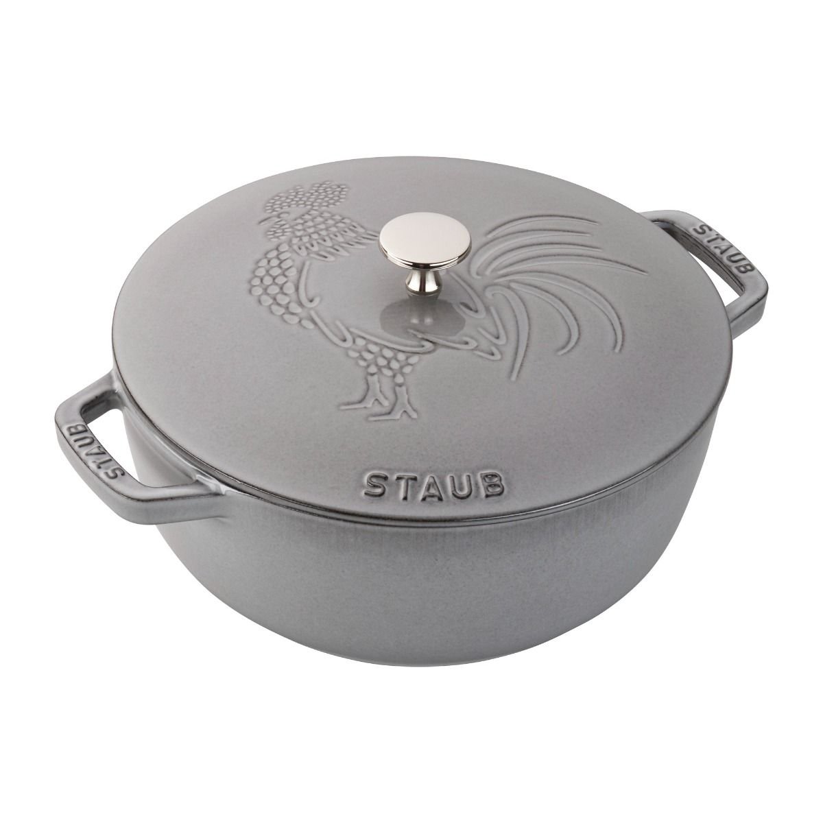 Staub 3.75 Qt. Essential French Oven with Rooster Lid | Graphite Grey Staub 3.75 Qt. Essential French Oven With Rooster Lid | Graphite Grey -Le Creuset sales 11752418 1