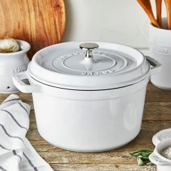 Staub 5 Qt Tall Cocotte | White -Le Creuset sales 12502402 ls 01