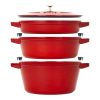 Staub Stackable Cocotte, Braiser, And Grill Pan With Lid | Cherry -Le Creuset sales 14552606 05 1