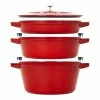 Staub Stackable Cocotte, Braiser, And Grill Pan With Lid | Cherry -Le Creuset sales 14552606 05 1
