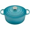 Le Creuset 5.5 Qt. Round Signature Cast Iron Dutch Oven With Stainless Steel Knob | Caribbean Blue -Le Creuset sales 2617ss