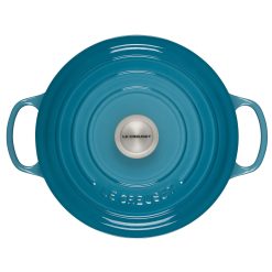 Le Creuset 5.5 Qt. Round Signature Cast Iron Dutch Oven With Stainless Steel Knob | Caribbean Blue -Le Creuset sales 2617ss c