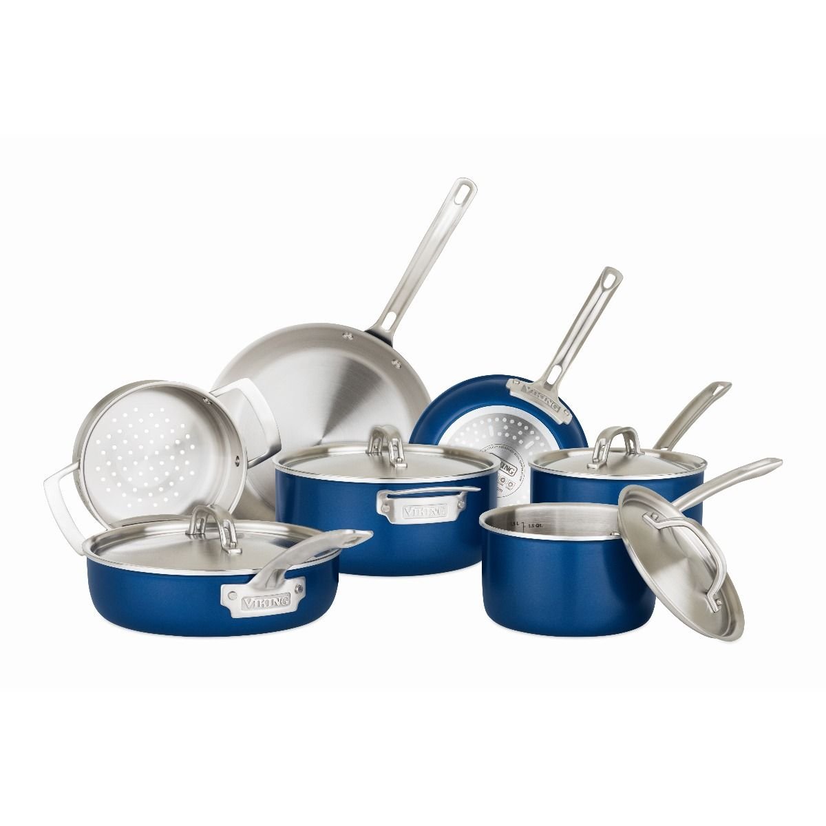 Viking Multi Ply Stainless 11-Piece Cookware Set | Blue Viking Multi Ply Stainless 11-Piece Cookware Set | Blue -Le Creuset sales 40041 9991 blsc cc
