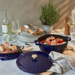 Staub 3.75 Qt Essential French Oven With Lilly Lid | Dark Blue -Le Creuset sales 424422873