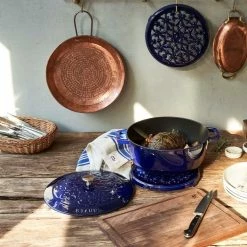 Staub 3.75 Qt Essential French Oven With Lilly Lid | Dark Blue -Le Creuset sales 424422960