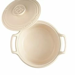 Emile Henry 4-Quart Sublime Stewpot | Creme -Le Creuset sales 554740 sublime dutch oven top open