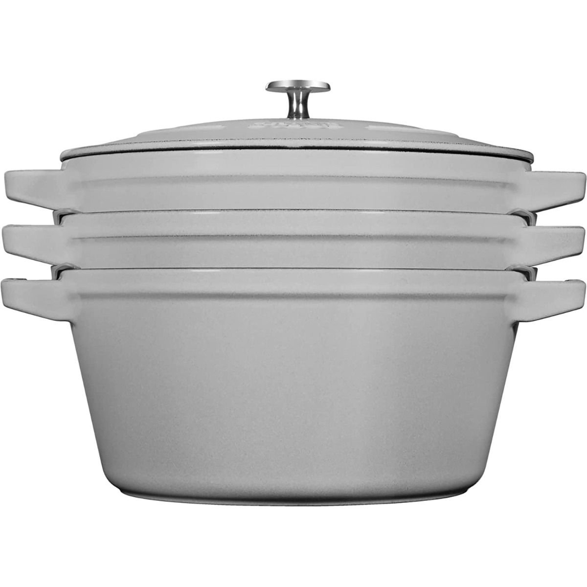 Staub Stackable Cocotte, Braiser, and Grill Pan with Lid | Graphite Grey Staub Stackable Cocotte, Braiser, And Grill Pan With Lid | Graphite Grey -Le Creuset sales 61ph2tgs37l. ac sl1500
