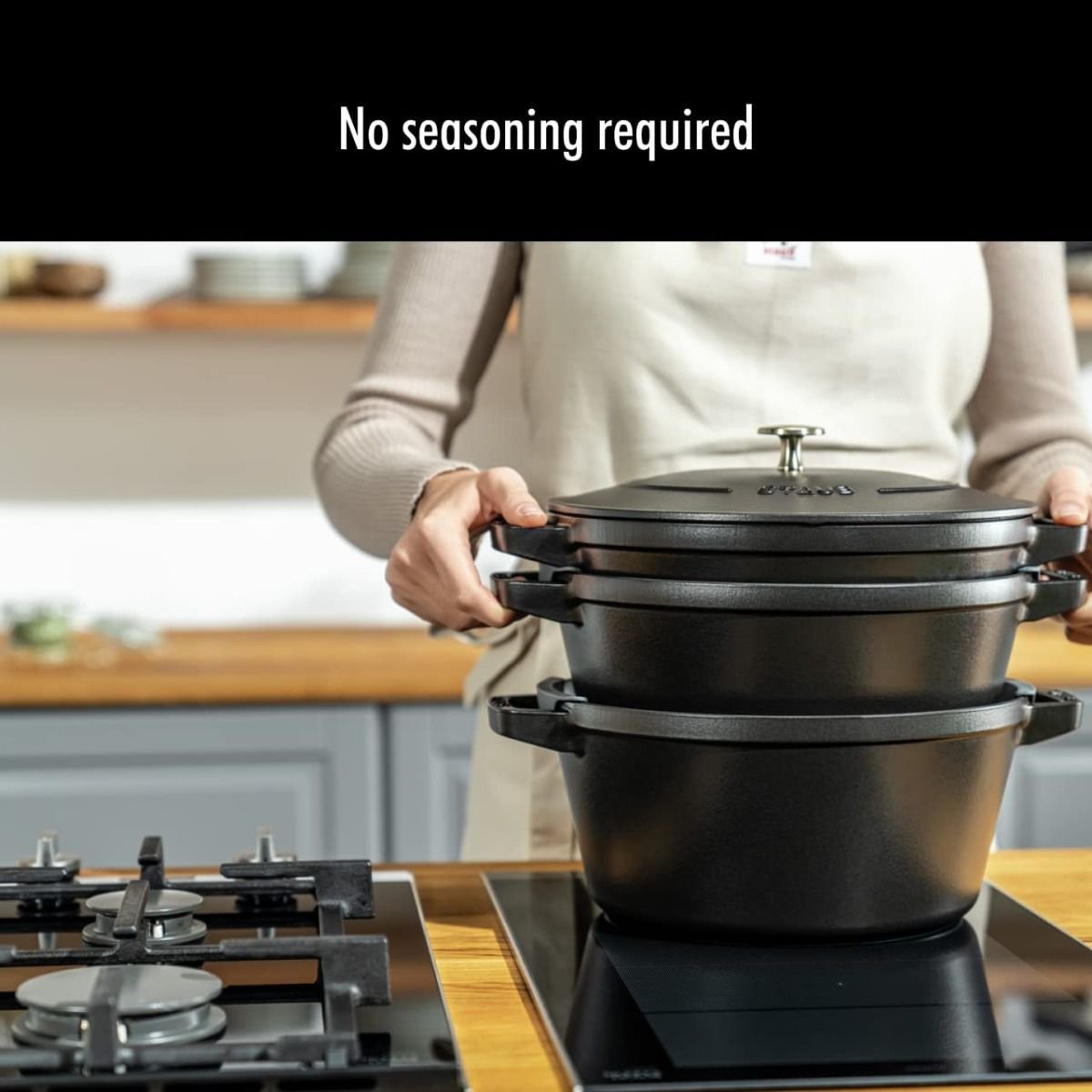 Staub Stackable Cocotte, Braiser, and Grill Pan with Lid | Black Staub Stackable Cocotte, Braiser, And Grill Pan With Lid | Black -Le Creuset sales 61vmotim6ul. ac sl1280