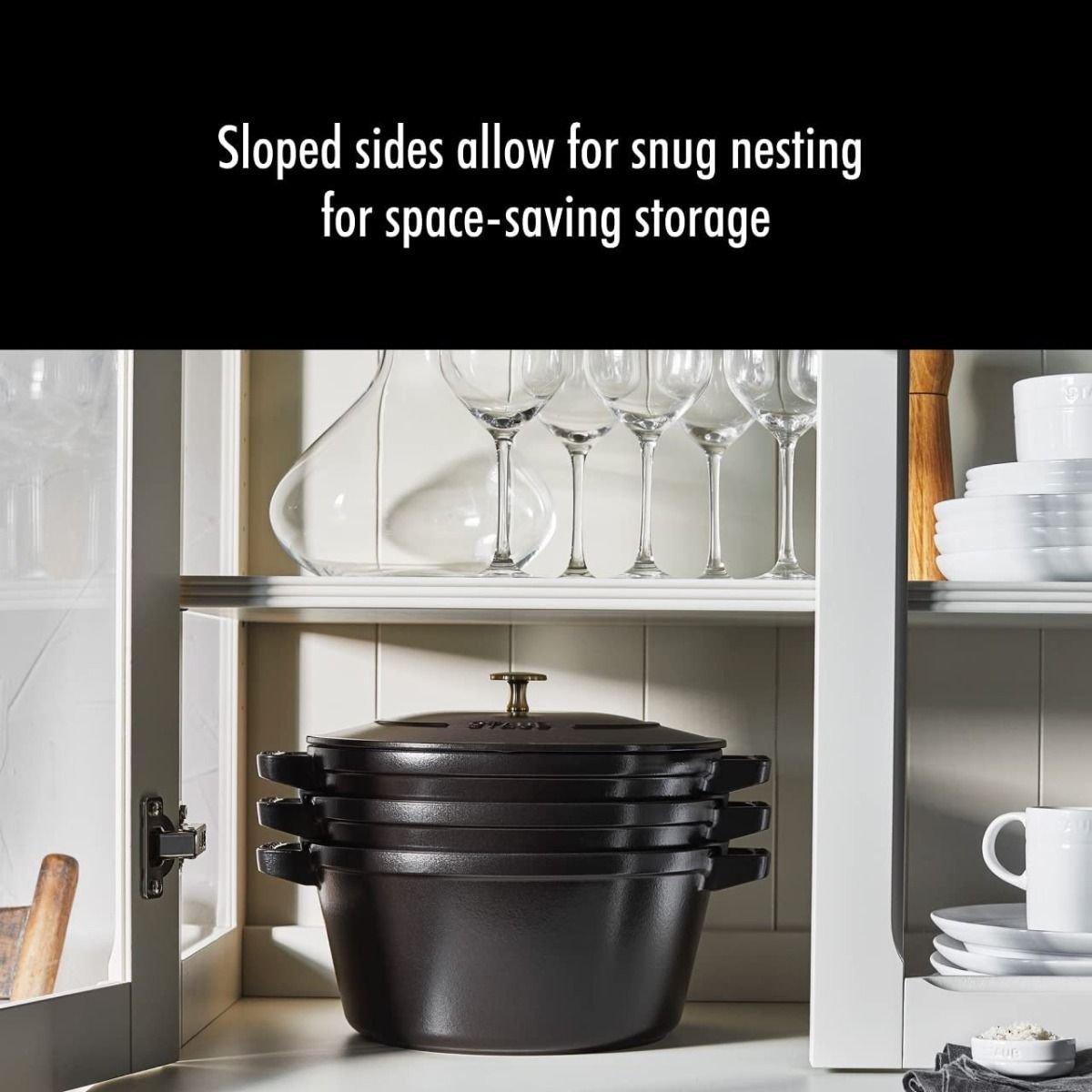 Staub Stackable Cocotte, Braiser, and Grill Pan with Lid | Black Staub Stackable Cocotte, Braiser, And Grill Pan With Lid | Black -Le Creuset sales