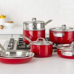 Viking Multi Ply Stainless 11-Piece Cookware Set | Red -Le Creuset sales 71naetgbrkl. ac sl1500