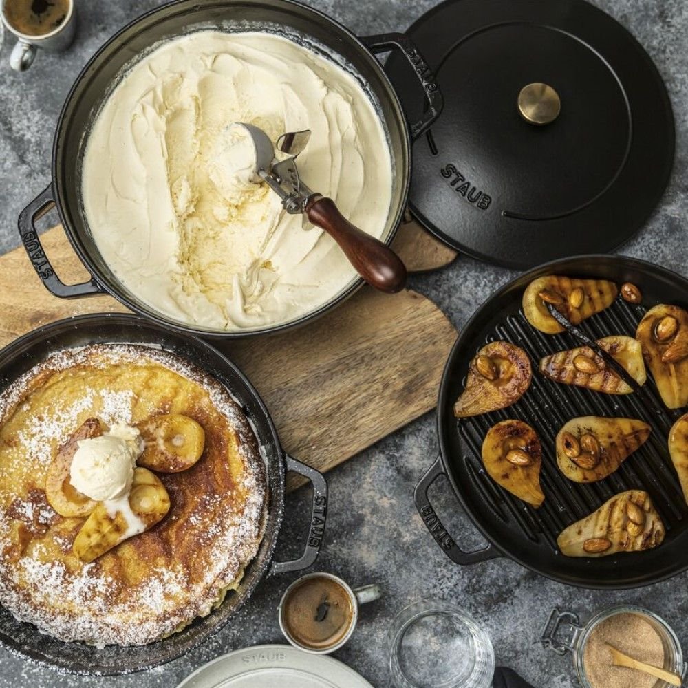 Staub Stackable Cocotte, Braiser, and Grill Pan with Lid | Black Staub Stackable Cocotte, Braiser, And Grill Pan With Lid | Black -Le Creuset sales 750050255