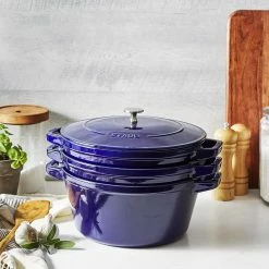 Staub Stackable Cocotte, Braiser, And Grill Pan With Lid | Dark Blue -Le Creuset sales 81ibc0y49ul. ac sl1500