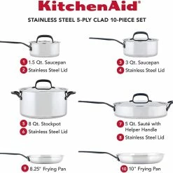 KitchenAid Non-Electrics KitchenAid Stainless Steel 5-Ply Cookware Set | 10-Piece -Le Creuset sales 81ixrov3bll. ac sl1500