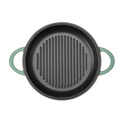 Cuisinart Chef's Classic Enameled Cast Iron 2-in-1 Multipurpose Set | Sage Green -Le Creuset sales ci5528 2sg grillpan topview