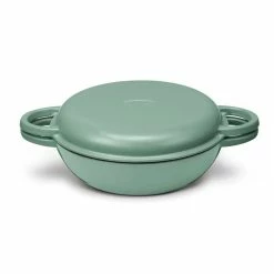 Cuisinart Chef's Classic Enameled Cast Iron 2-in-1 Multipurpose Set | Sage Green -Le Creuset sales ci5528 2sg lidon