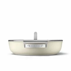 SMEG 4 Qt. Nonstick Deep Pan With Lid | Cream -Le Creuset sales ckfd2811crm 5