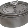 Staub 5.75 Qt. Oval Coq Au Vin Cocotte/Dutch Oven | Graphite Grey -Le Creuset sales coq au vin cocotte 5 75qt graphite grey 5 compressed