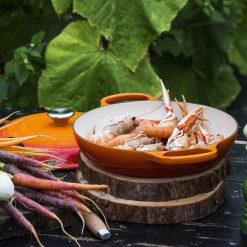 Le Creuset 3.5 Qt. Signature Enameled Cast Iron Braiser With Stainless Steel Knob | Flame Orange -Le Creuset sales flame1