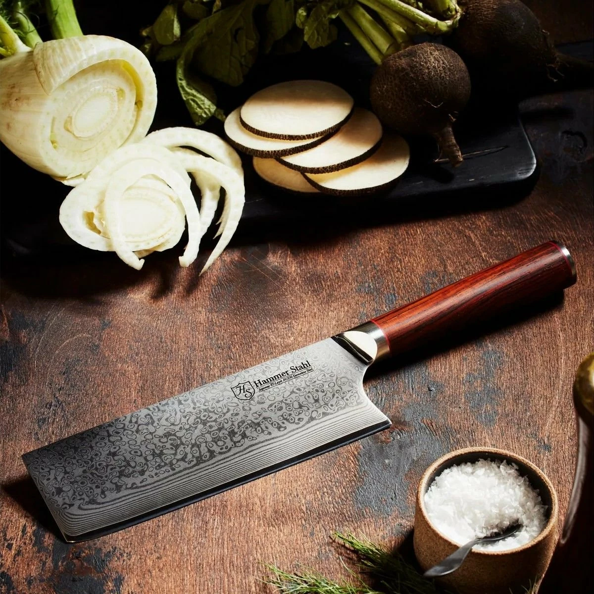 Hammer Stahl Damascus Series Cutlery | 7" Nakiri 5 Hammer Stahl Damascus Series Cutlery | 7" Nakiri - Image 3