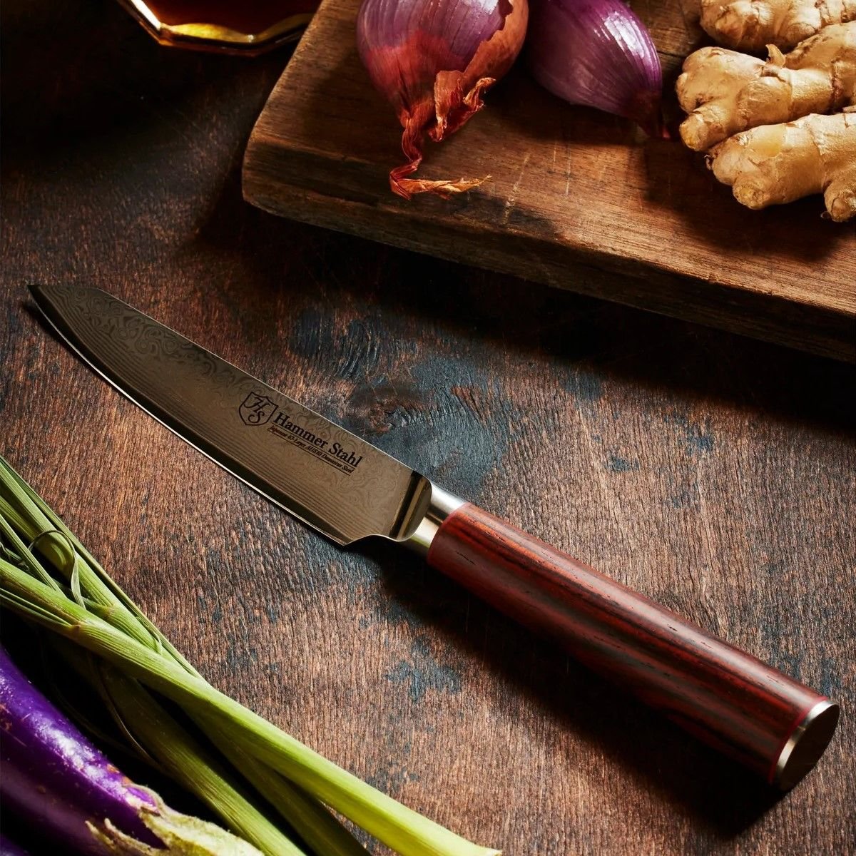 Hammer Stahl Damascus Series Cutlery | 5" Utility Knife Hammer Stahl Damascus Series Cutlery | 5" Utility Knife -Le Creuset sales hs