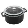 Staub 4 Qt. Round Cocotte/Dutch Oven With Glass Lid | Matte Black 2 Staub 4 Qt. Round Cocotte/Dutch Oven With Glass Lid | Matte Black -Le Creuset sales img3o