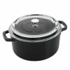 Staub 4 Qt. Round Cocotte/Dutch Oven With Glass Lid | Matte Black