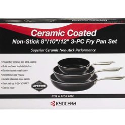 Kyocera Ceramic Non-Stick 3pc Fry Pan Set - 8", 10" & 12" 4 Kyocera Ceramic Non-Stick 3pc Fry Pan Set - 8", 10" & 12" -Le Creuset sales kyocera ceramic non stick 3pc fry pan set cfp3pcset 3