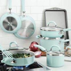 Rachael Ray 13-Piece Enameled Cookware Set | Light Blue Shimmer 11 Rachael Ray 13-Piece Enameled Cookware Set | Light Blue Shimmer -Le Creuset sales lightbluecook10