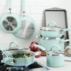 Rachael Ray 13-Piece Enameled Cookware Set | Light Blue Shimmer 21 Rachael Ray 13-Piece Enameled Cookware Set | Light Blue Shimmer -Le Creuset sales lightbluecook10