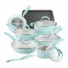 Rachael Ray 13-Piece Enameled Cookware Set | Light Blue Shimmer -Le Creuset sales lightbluecook11