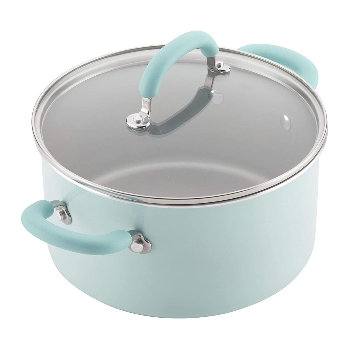 Rachael Ray 13-Piece Enameled Cookware Set | Light Blue Shimmer Rachael Ray 13-Piece Enameled Cookware Set | Light Blue Shimmer -Le Creuset sales lightbluecook6