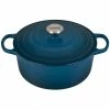 Le Creuset 5.5 Qt. Round Signature Cast Iron Dutch Oven With Stainless Steel Knob | Deep Teal -Le Creuset sales ls2501 267dss