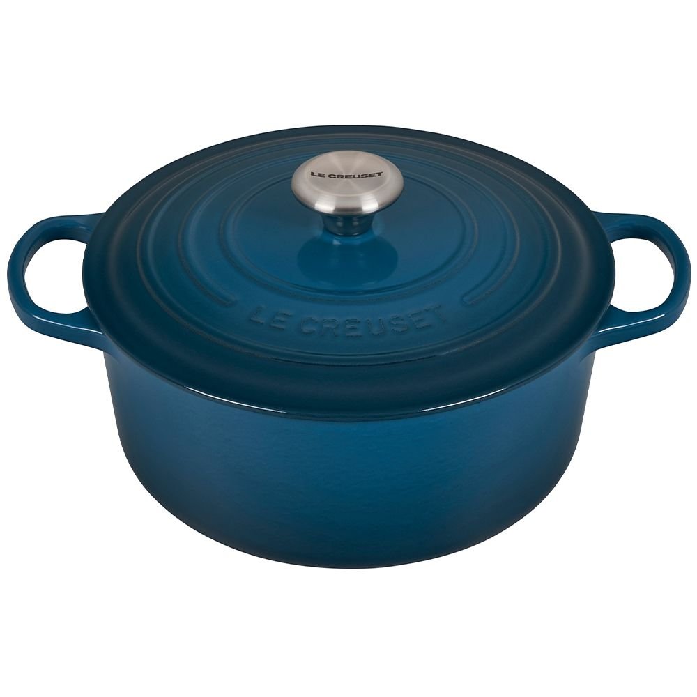 Le Creuset 5.5 Qt. Round Signature Cast Iron Dutch Oven with Stainless Steel Knob | Deep Teal Le Creuset 5.5 Qt. Round Signature Cast Iron Dutch Oven With Stainless Steel Knob | Deep Teal -Le Creuset sales ls2501 267dss