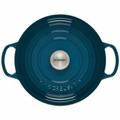 Le Creuset 5.5 Qt. Round Signature Cast Iron Dutch Oven With Stainless Steel Knob | Deep Teal -Le Creuset sales ls2501 267dss 3