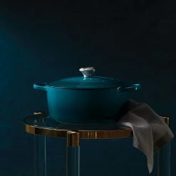 Le Creuset 5.5 Qt. Round Signature Cast Iron Dutch Oven With Stainless Steel Knob | Deep Teal -Le Creuset sales ls2501 267dss 5