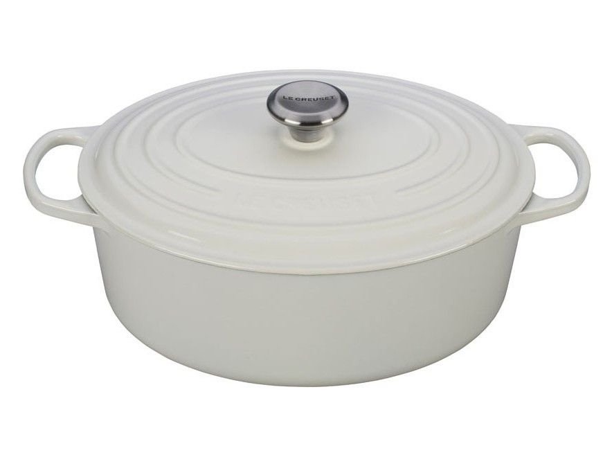 Le Creuset 6.75 Qt. Oval Signature Dutch Oven with Stainless Steel Knob | White Le Creuset 6.75 Qt. Oval Signature Dutch Oven With Stainless Steel Knob | White -Le Creuset sales ls2502 3116ss oval french oven signature 6.75 quart white