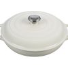Le Creuset 3.5 Qt. Signature Enameled Cast Iron Braiser With Stainless Steel Knob | White -Le Creuset sales ls2532 3016ss signature 3.5 quart braiser white