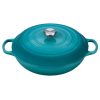 Le Creuset 5 Qt. Signature Enameled Cast Iron Braiser With Stainless Steel Knob | Caribbean Blue 2 Le Creuset 5 Qt. Signature Enameled Cast Iron Braiser With Stainless Steel Knob | Caribbean Blue -Le Creuset sales ls2532 3217ss