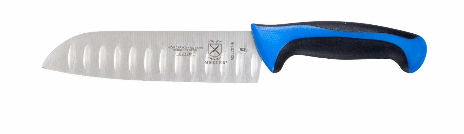 Mercer Cutlery Millennia 7" Santoku Knife - Blue 3 Mercer Cutlery Millennia 7" Santoku Knife - Blue