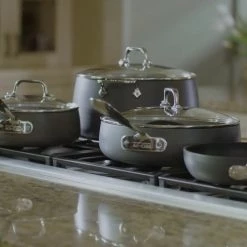 All-Clad HA1 Hard Anodized Nonstick 5-Piece Fry Pan Set -Le Creuset sales maxresdefault 138 14