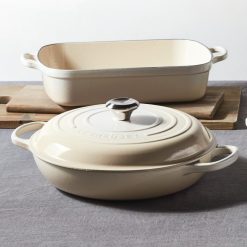 Le Creuset 3.5 Qt. Signature Enameled Cast Iron Braiser With Stainless Steel Knob | Meringue White -Le Creuset sales mer2